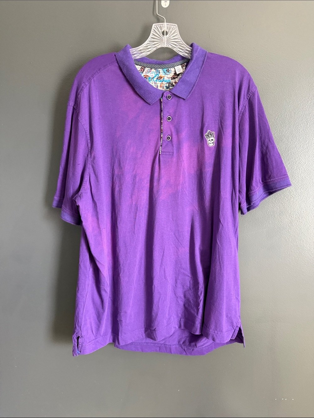 Robert Graham Purple Men's Polo with Embroidered Crest